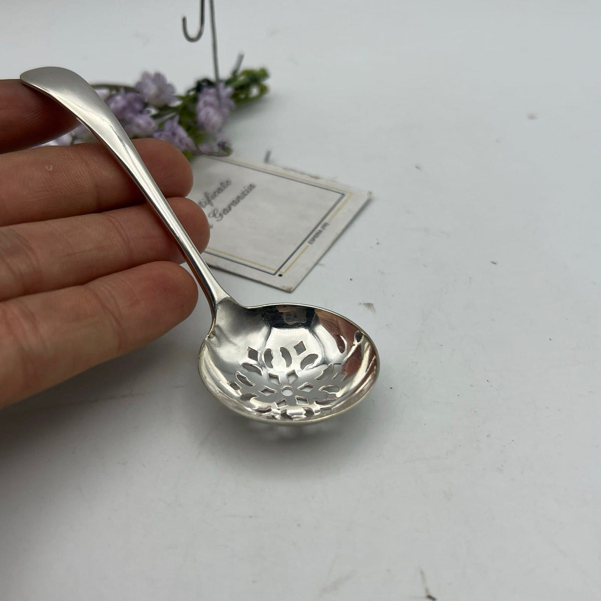 Cucchiaio posata Antica mestolino traforato Colino in  Argento Sheffield EPNS Categoria  Sheffield & Argento