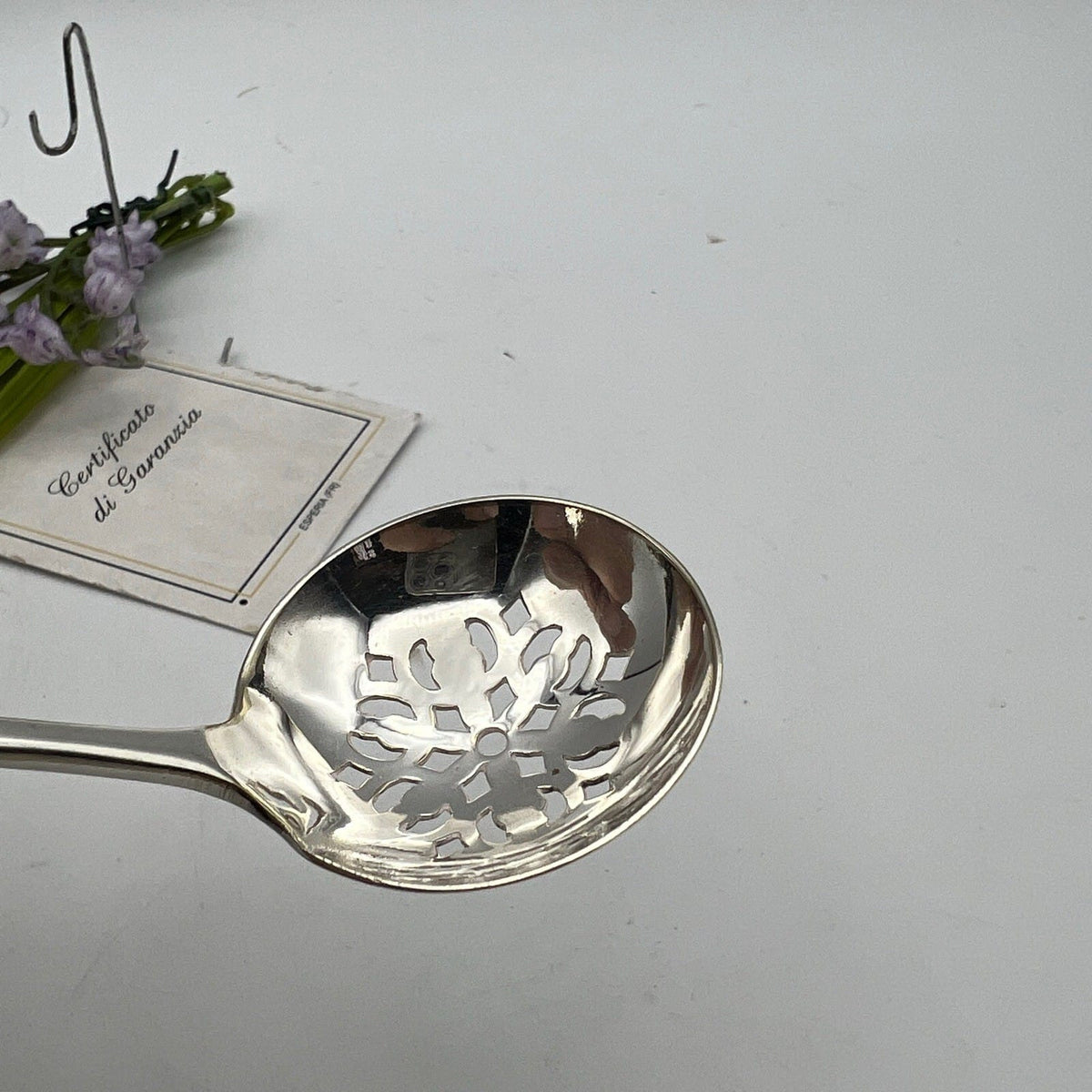 Cucchiaio posata Antica mestolino traforato Colino in  Argento Sheffield EPNS Categoria  Sheffield & Argento