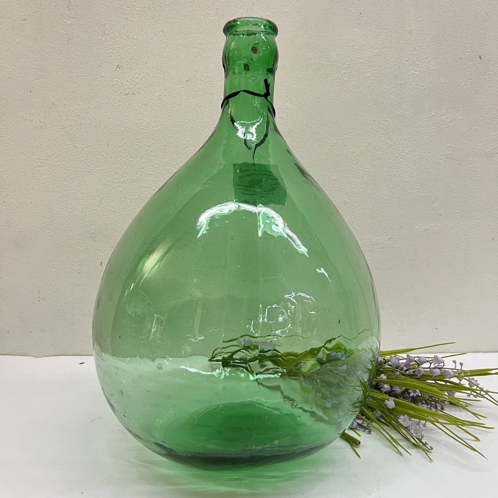 Damigiana in vetro antica da 10 Litri vecchio boccione verde per vino giardino Categoria  Vetri e Cristalli