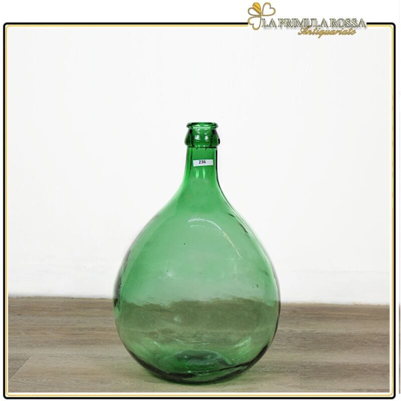 Damigiana in vetro antica da 10 Litri vecchio boccione verde per vino giardino Categoria  Vetri e Cristalli