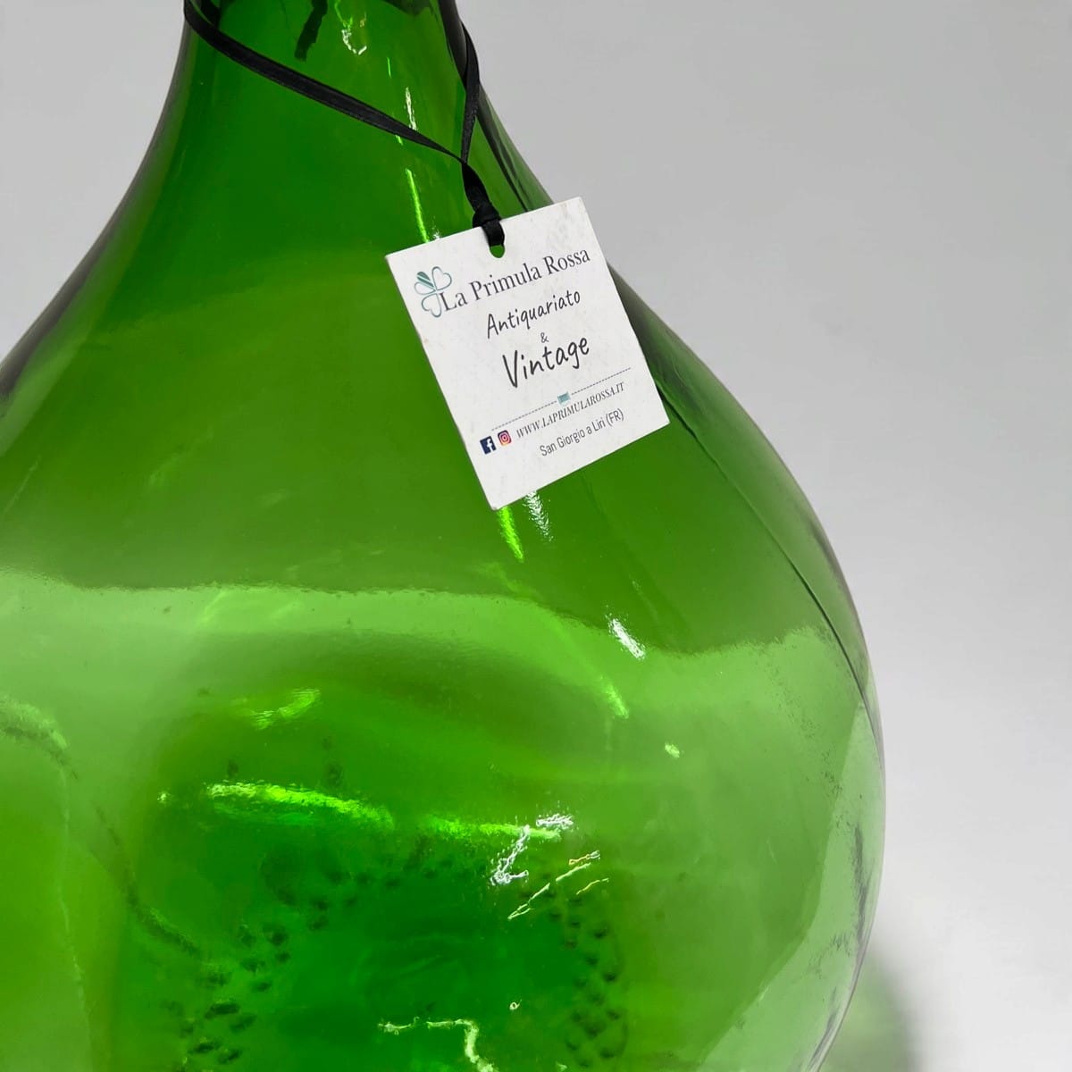 Damigiana in vetro antica da 20 Litri vecchio boccione verde per vino giardino Categoria  Vetri e Cristalli