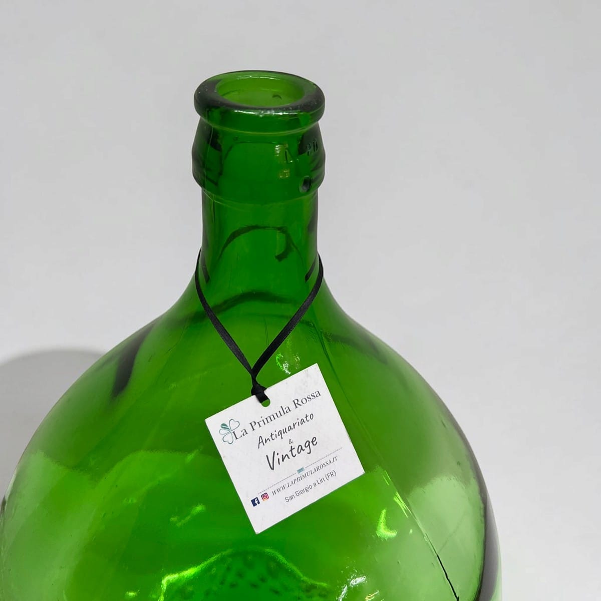 Damigiana in vetro antica da 20 Litri vecchio boccione verde per vino giardino Categoria  Vetri e Cristalli