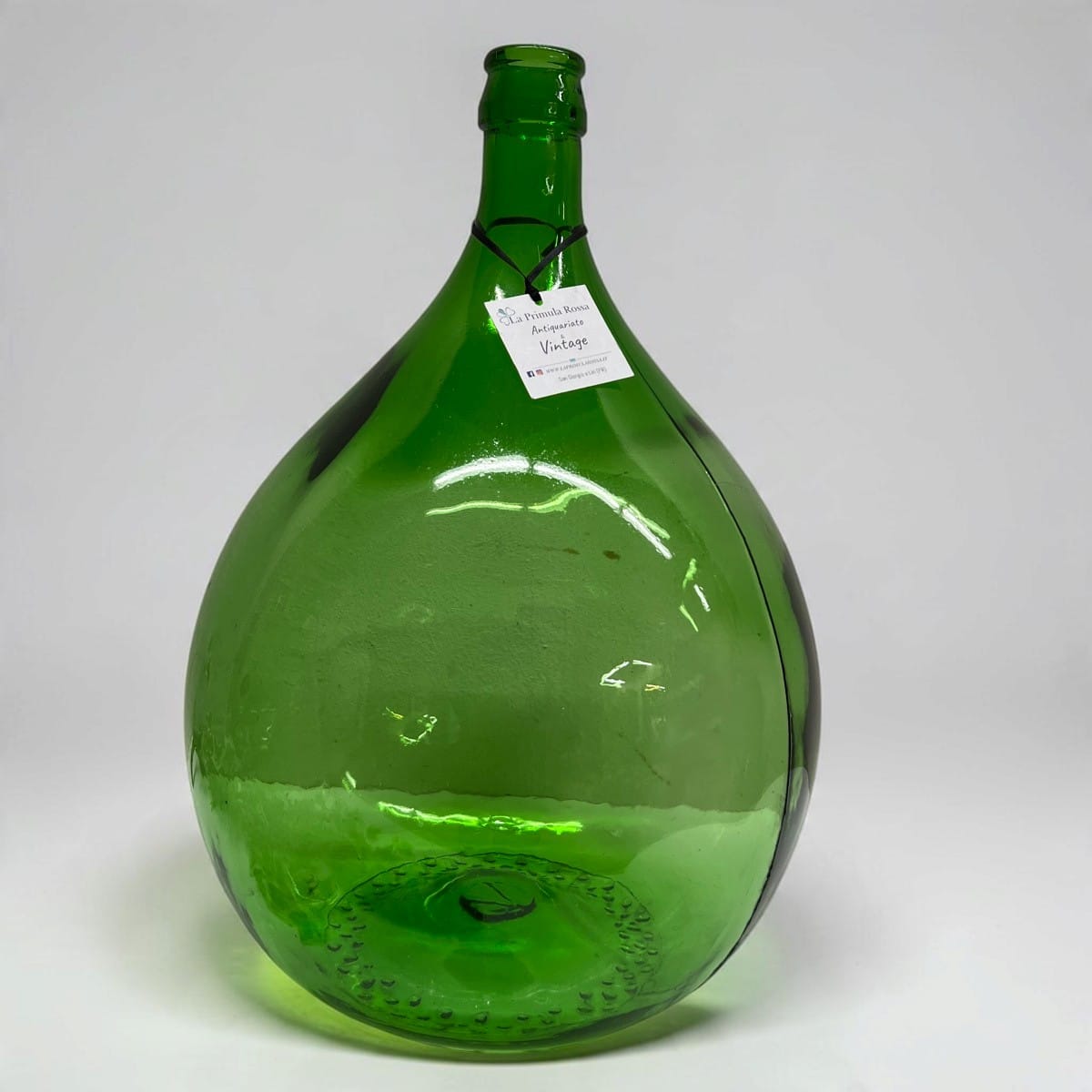 Damigiana in vetro antica da 20 Litri vecchio boccione verde per vino giardino Categoria  Vetri e Cristalli