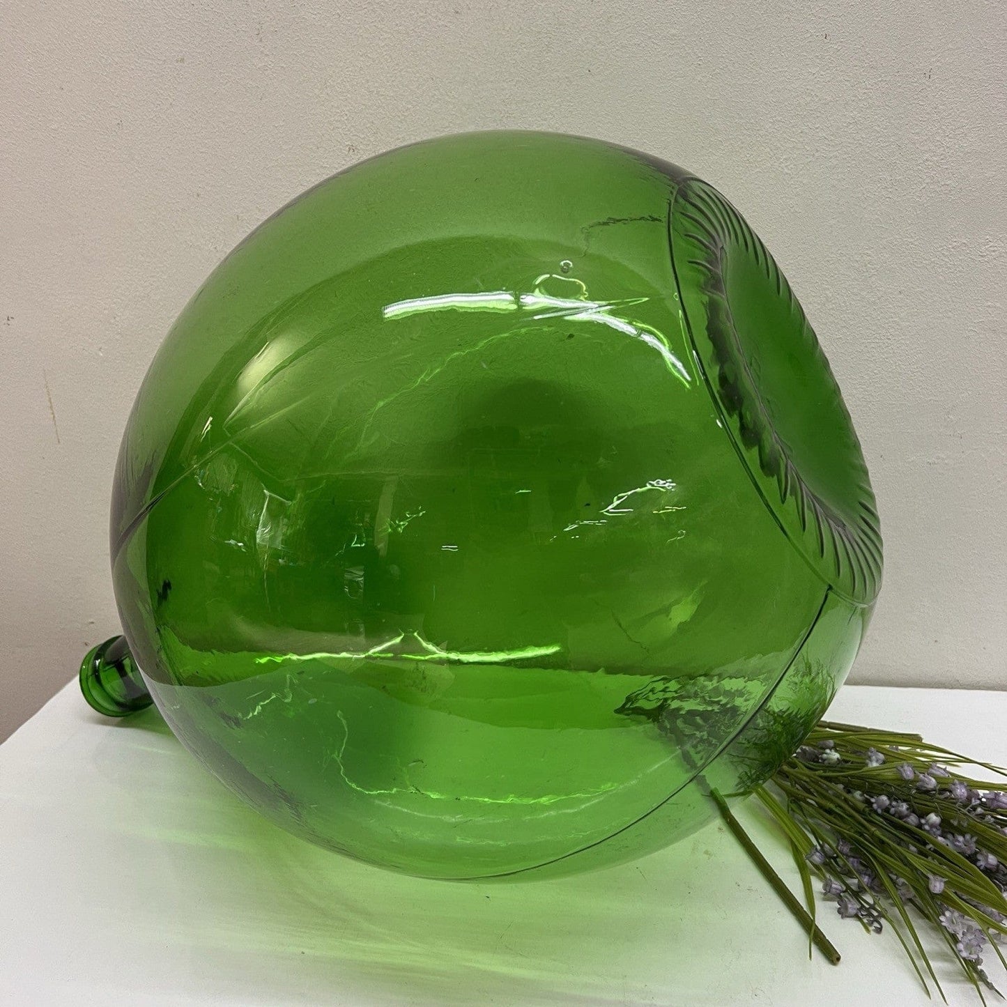 Damigiana in vetro antica da 40 Litri vecchio boccione verde per vino giardino Categoria  Vetri e Cristalli