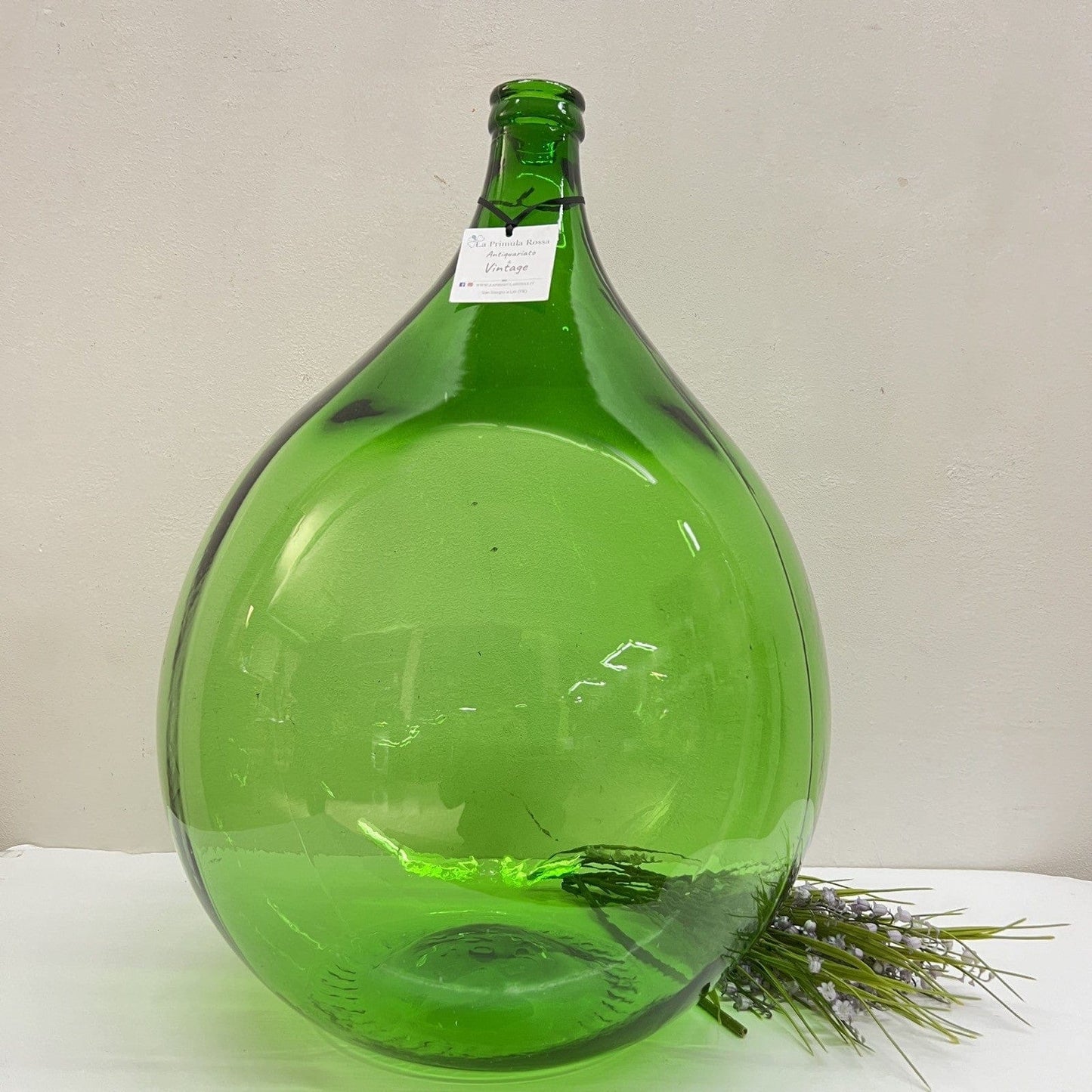 Damigiana in vetro antica da 40 Litri vecchio boccione verde per vino giardino Categoria  Vetri e Cristalli