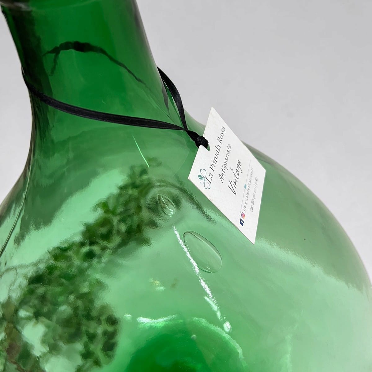 Damigiana in vetro antica da 40 Litri vecchio boccione verde per vino giardino Categoria  Vetri e Cristalli
