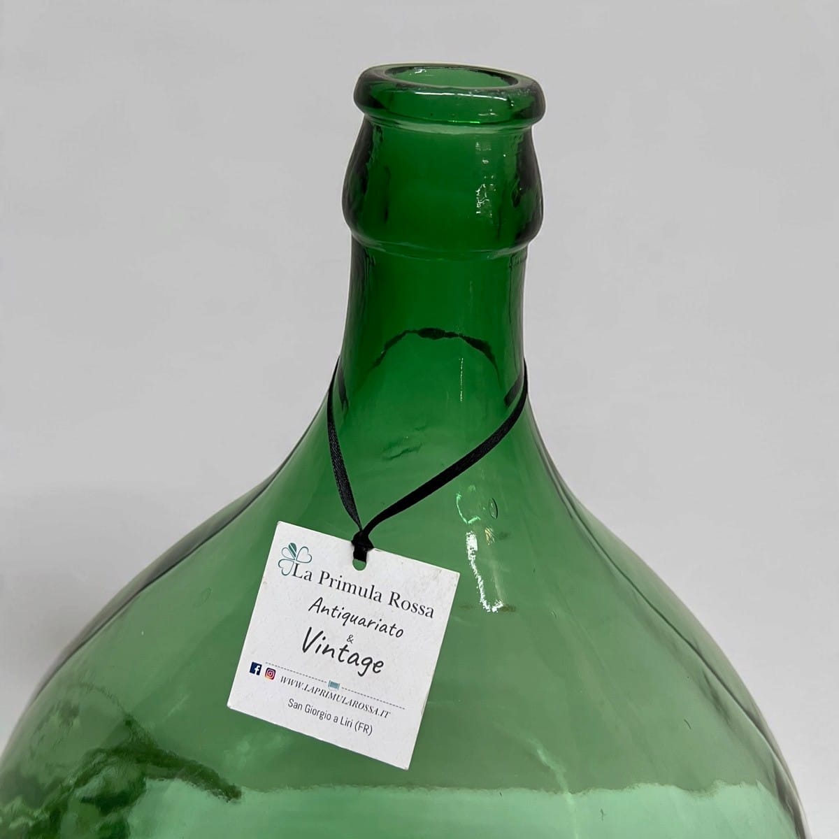 Damigiana in vetro antica da 40 Litri vecchio boccione verde per vino giardino Categoria  Vetri e Cristalli