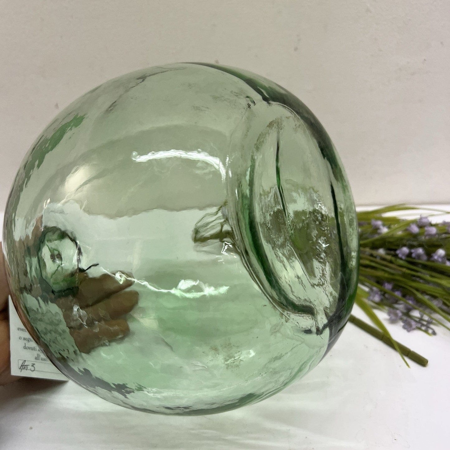 Damigiana in vetro antica da 5 Litri vecchio boccione verde chiaro per vino Categoria  Vetri e Cristalli