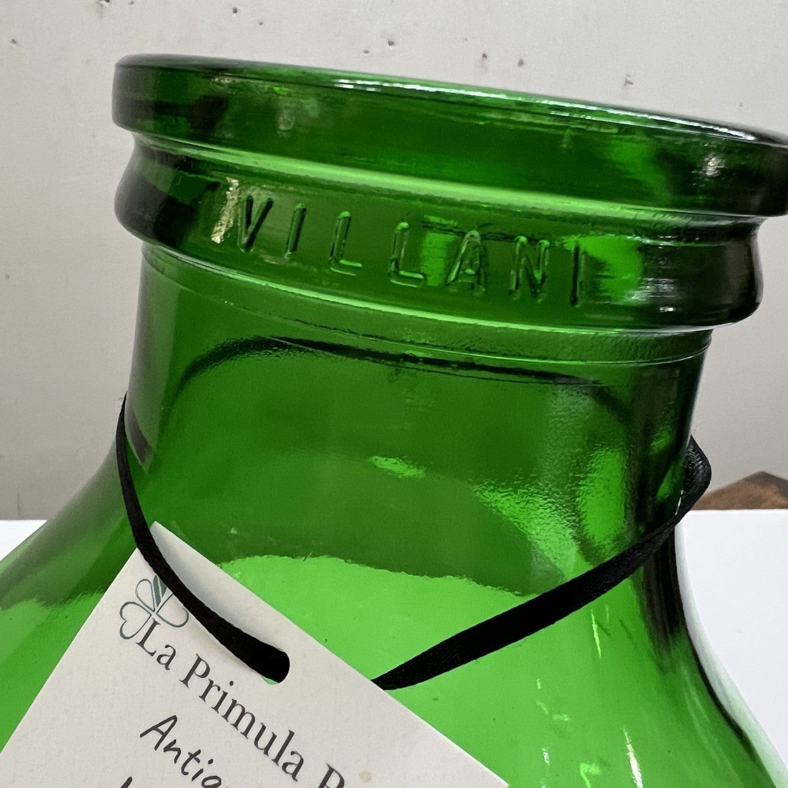 Damigiana in vetro verde bocca larga vecchio boccione Bottiglione Vintage Categoria  Vetri e Cristalli