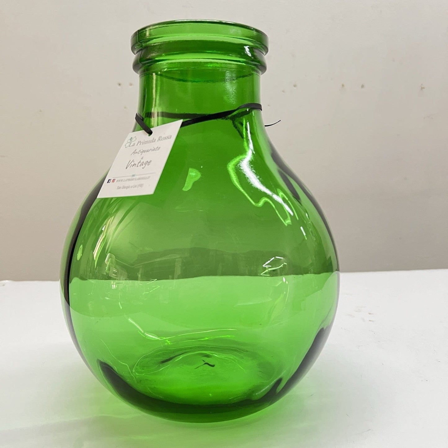 Damigiana in vetro verde bocca larga vecchio boccione Bottiglione Vintage Categoria  Vetri e Cristalli