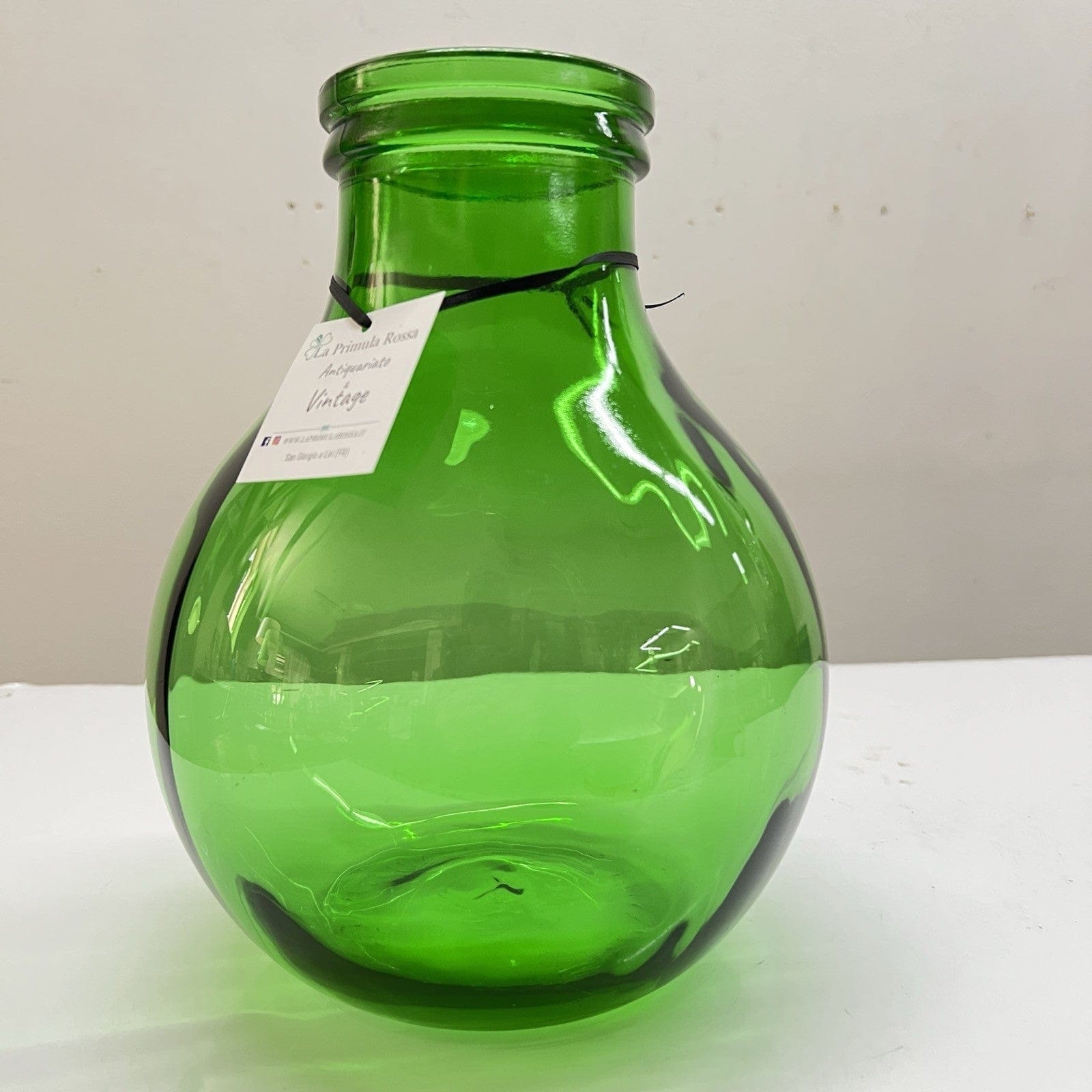 Damigiana in vetro verde bocca larga vecchio boccione Bottiglione Vintage Categoria  Vetri e Cristalli