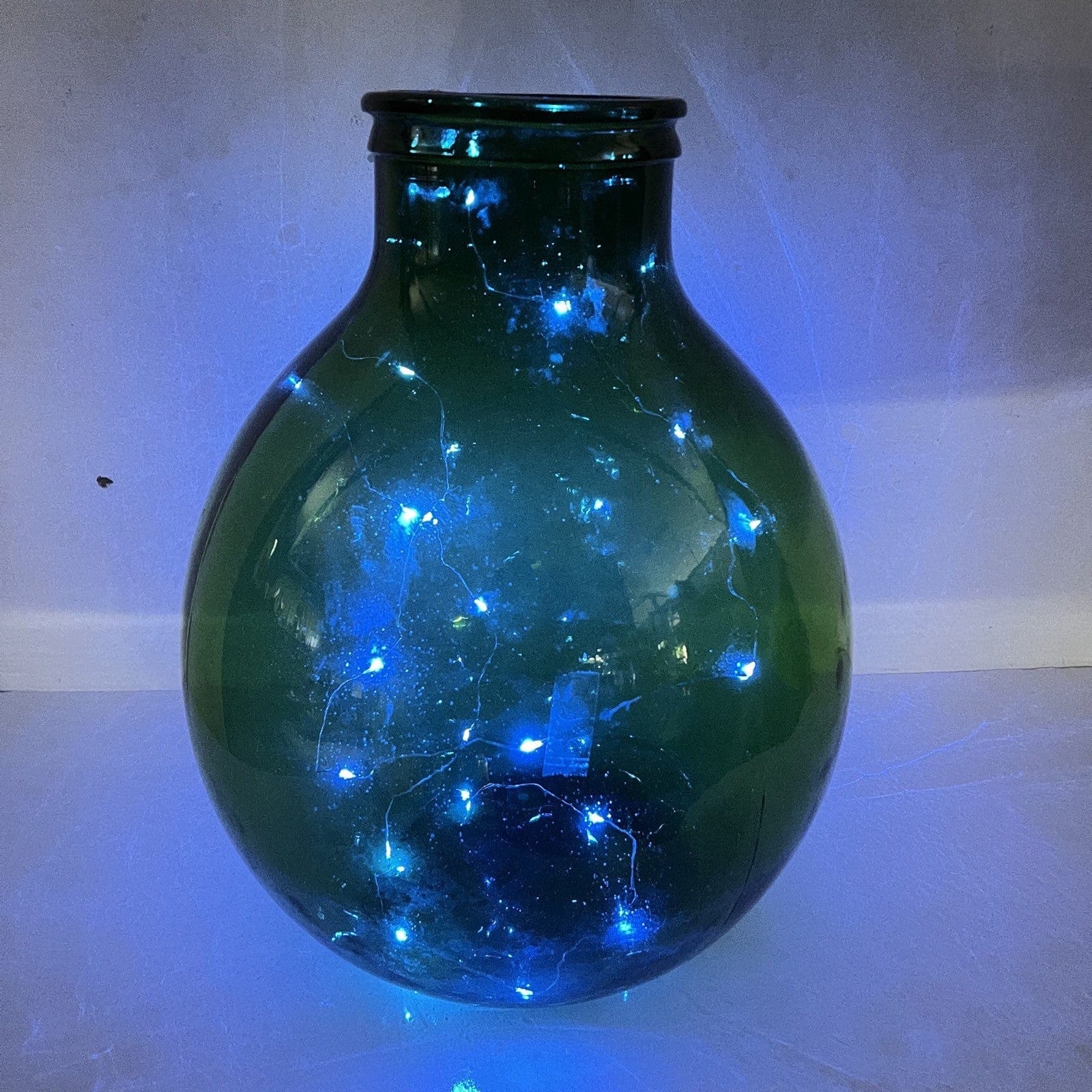 Damigiana in vetro verde bocca larga vecchio boccione Bottiglione Vintage Luci Categoria  Vetri e Cristalli