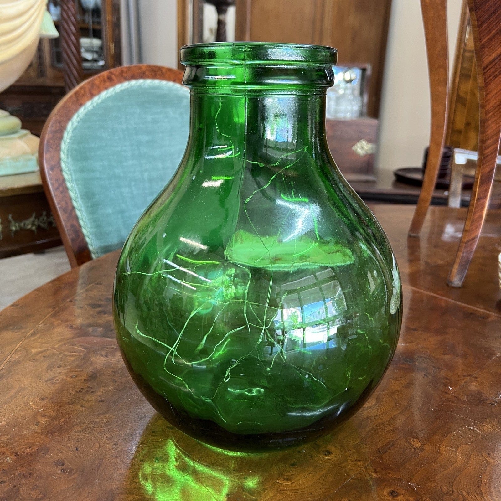Damigiana in vetro verde bocca larga vecchio boccione Bottiglione Vintage Luci Categoria  Vetri e Cristalli