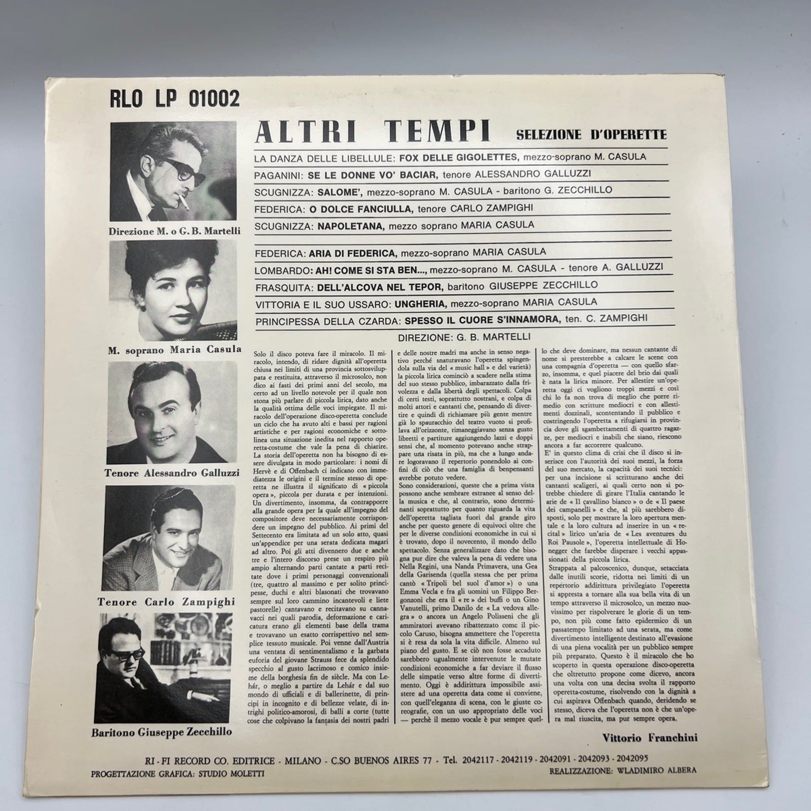 Disco in vinile 33 giri lp di MARIA CASULA ALESSANDRO GALUZZI  operette Categoria  Dischi in Vinile