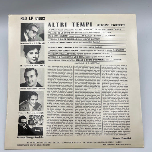 Disco in vinile 33 giri lp di MARIA CASULA ALESSANDRO GALUZZI  operette Categoria  Dischi in Vinile