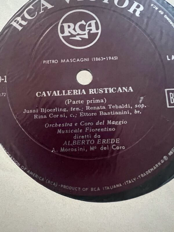 Disco in vinile 33 giri lp MASCAGNI CAVALLERIA RUSTICANA Tebaldi Bjoerling 1958 Categoria  Dischi in Vinile