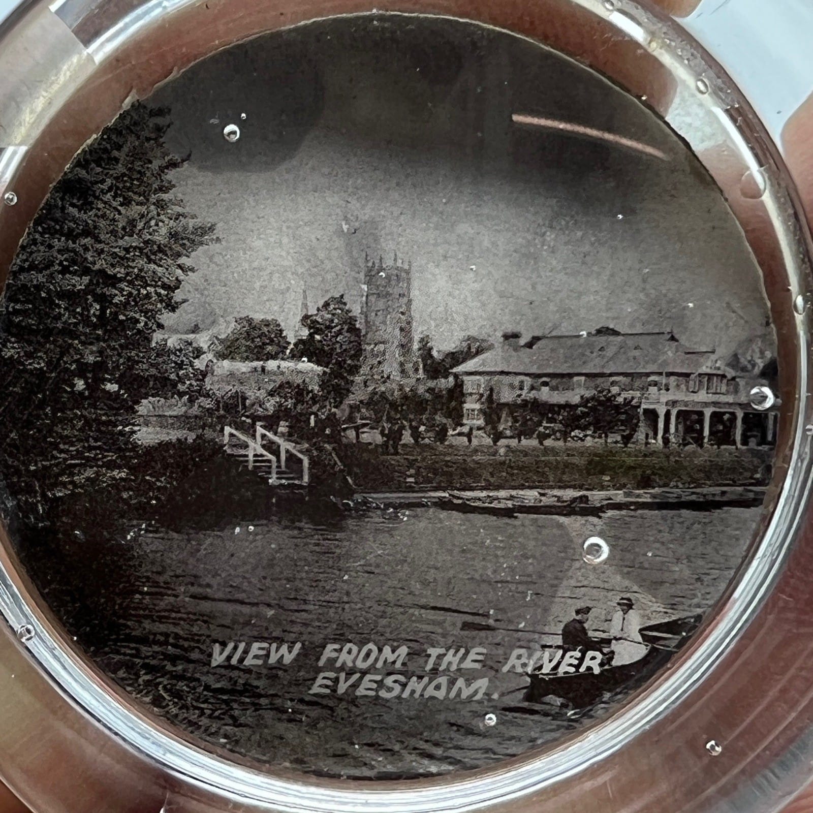 Fermacarte Vintage inglese in vetro da scrivania Evesham fiume Avon Categoria  Accessori scrivania e ufficio