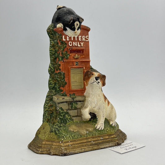 Fermaporta Vintage in ghisa Cassetta lettere stile inglese con cane e gatto Categoria  Vari