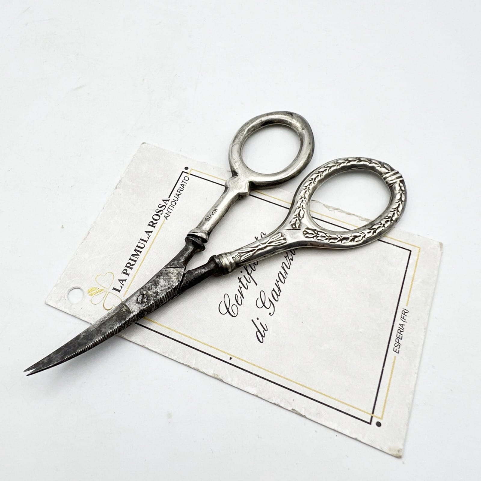 Forbici antiche con manico in Argento 800 da Manicure o Sarta primi 900 Categoria  Attrezzi e Strumenti