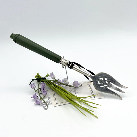 Forchetta antica da cocktail posata in Argento e Sheffield 1920 Bachelite Verde Categoria  Sheffield & Argento