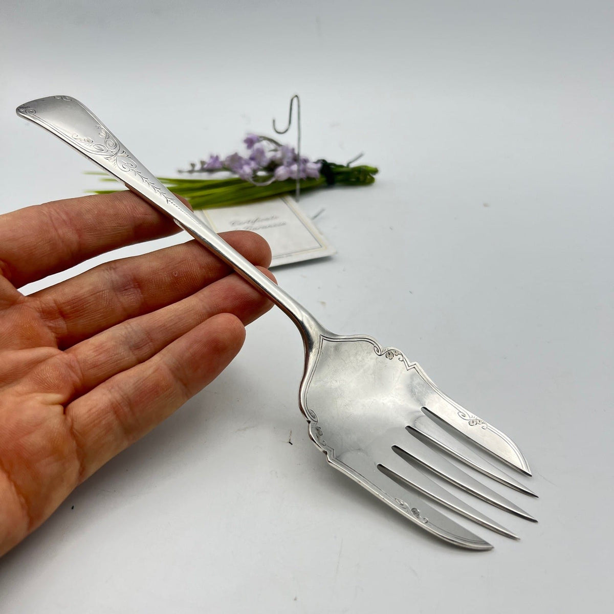 Forchetta antica forchettone per pesce in Argento Sheffield posata inglese '20 Categoria  Sheffield & Argento
