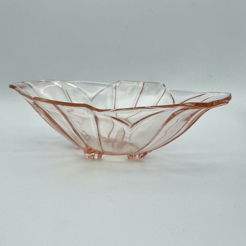 Fruttiera D'epoca In Vetro rosa Lavorato Ciotola Anni 30 stile art deco Vintage Categoria  Vetri e Cristalli