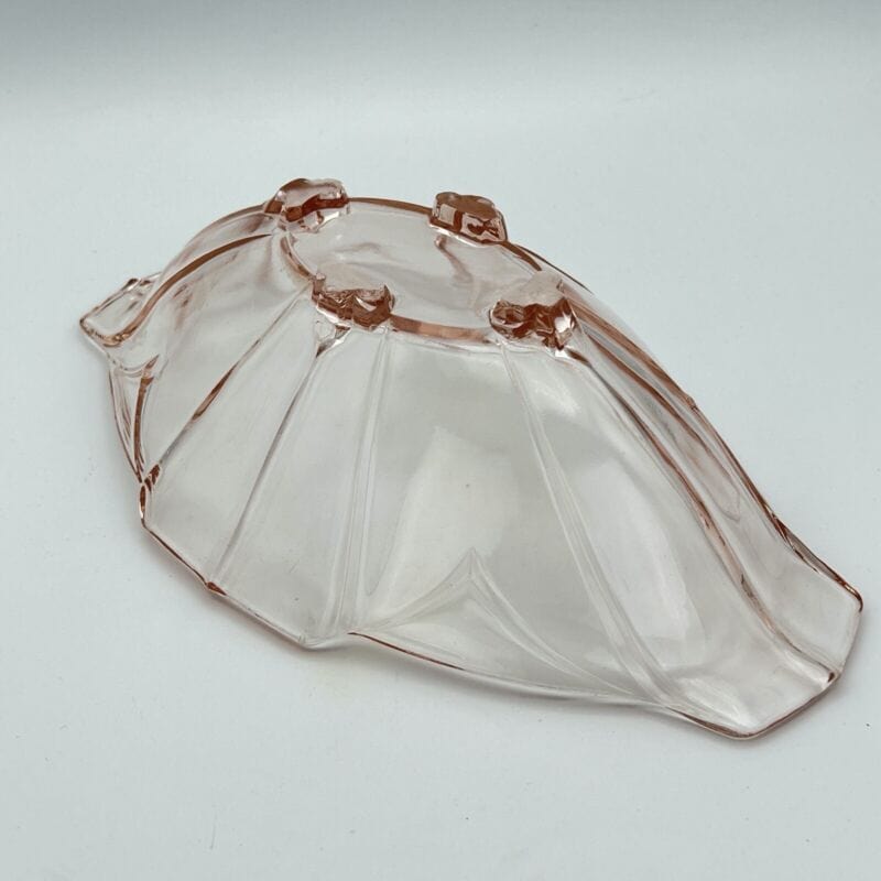 Fruttiera D'epoca In Vetro rosa Lavorato Ciotola Anni 30 stile art deco Vintage Categoria  Vetri e Cristalli