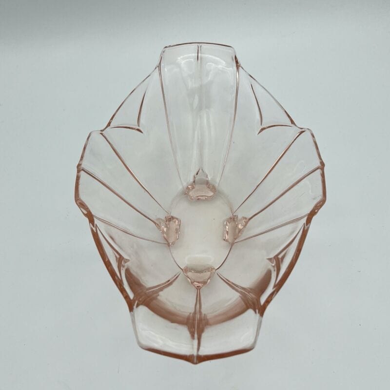 Fruttiera D'epoca In Vetro rosa Lavorato Ciotola Anni 30 stile art deco Vintage Categoria  Vetri e Cristalli