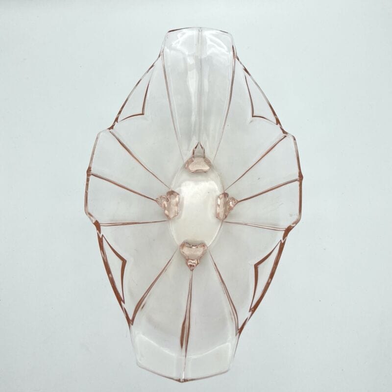 Fruttiera D'epoca In Vetro rosa Lavorato Ciotola Anni 30 stile art deco Vintage Categoria  Vetri e Cristalli