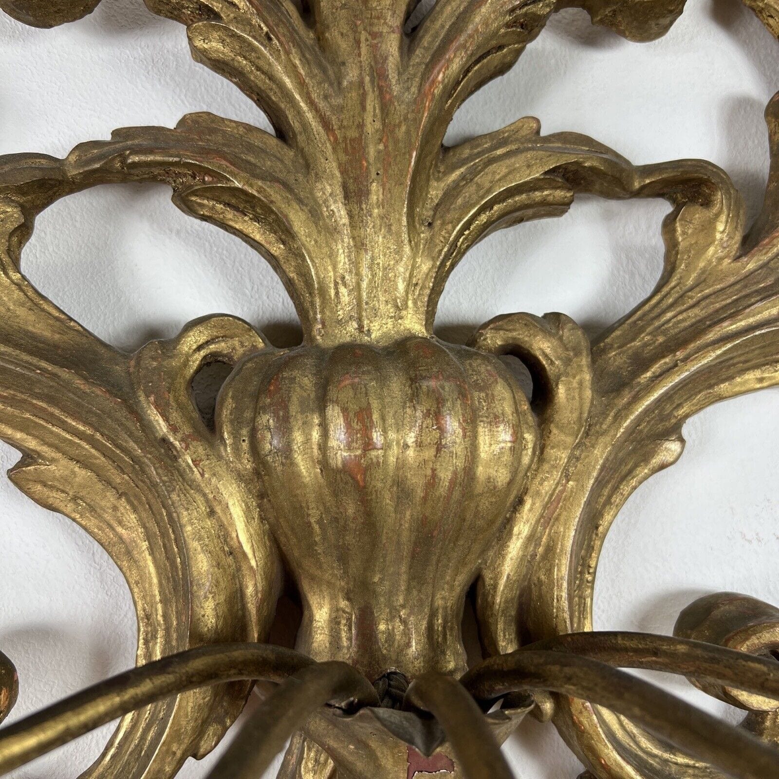 Grande Applique vintage stile antico in legno dorato oro lampada da parete Categoria  Lampade Appliques