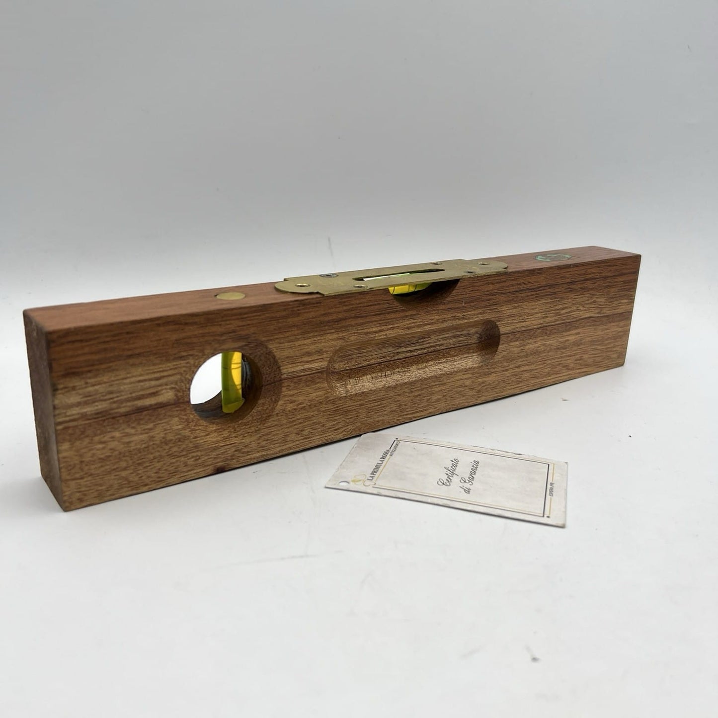 Grande Livella a due bolle antica in legno e ottone XX secolo inglese strumento Categoria  Attrezzi e Strumenti