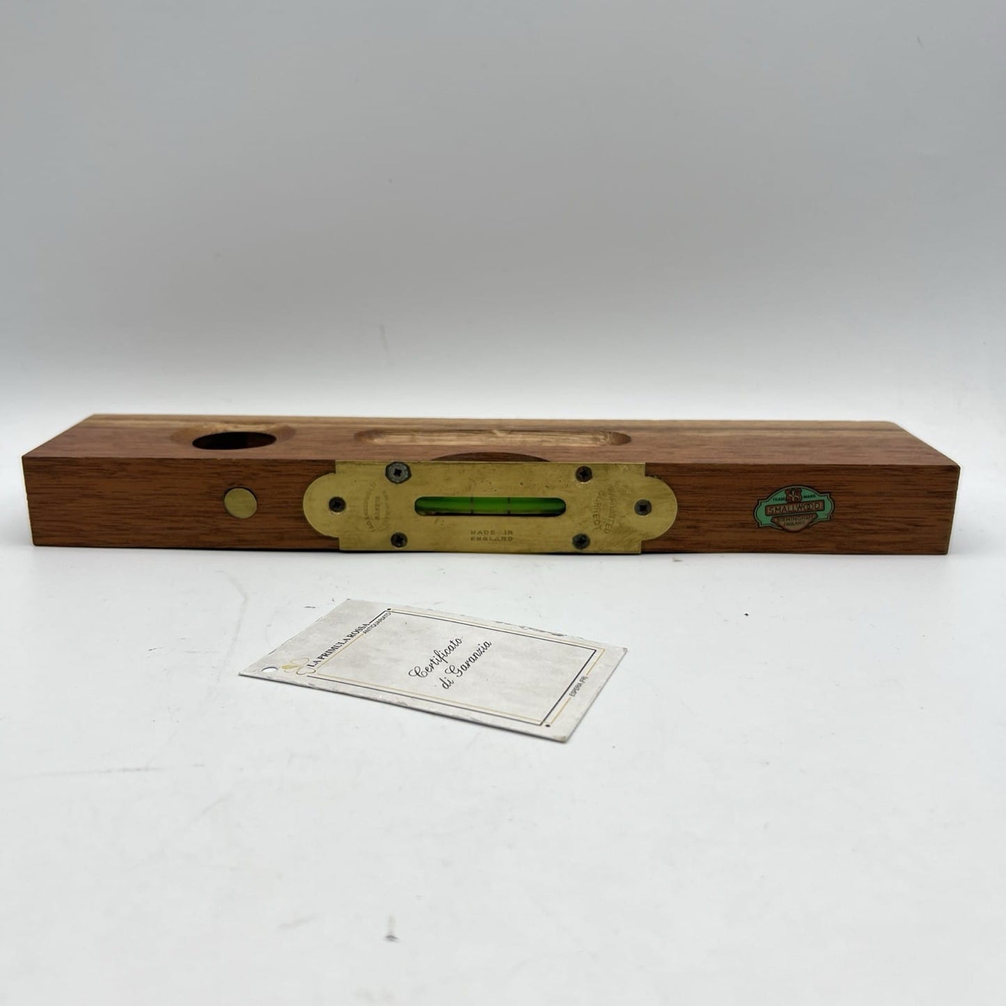 Grande Livella a due bolle antica in legno e ottone XX secolo inglese strumento Categoria  Attrezzi e Strumenti