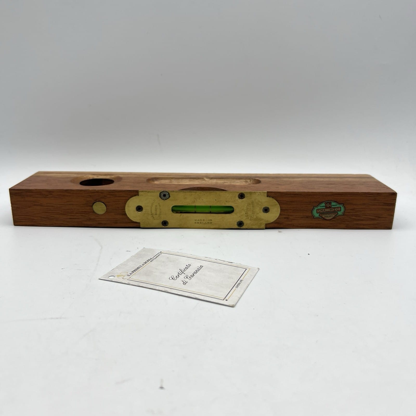 Grande Livella a due bolle antica in legno e ottone XX secolo inglese strumento Categoria  Attrezzi e Strumenti
