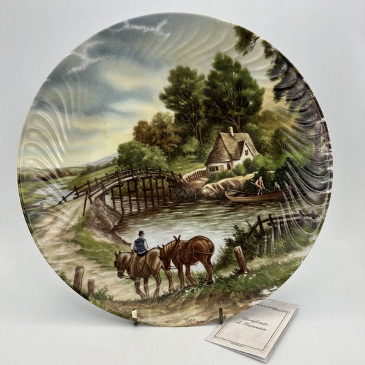 Grande Piatto Vintage decorativo da muro in Porcellana Depos Scena Campagna 900 Categoria  Piatti e Piattini