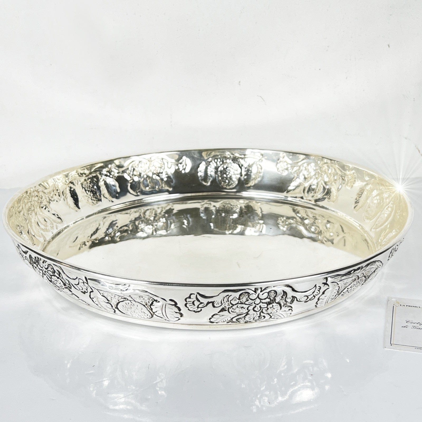 Grande Vassoio Rotondo in Argento Placcato Silver Plated in stile Antico Categoria  Sheffield & Argento