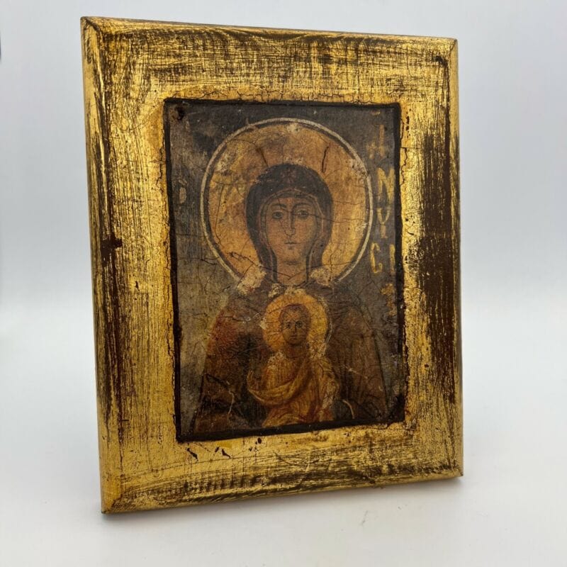 Icona antica bizantina religiosa sacra in legno Tavola Madonna con Bambino Categoria  Oggetti sacri - rosari
