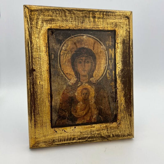 Icona antica bizantina religiosa sacra in legno Tavola Madonna con Bambino Categoria  Oggetti sacri - rosari