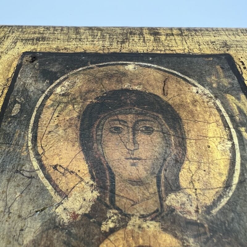 Icona antica bizantina religiosa sacra in legno Tavola Madonna con Bambino Categoria  Oggetti sacri - rosari