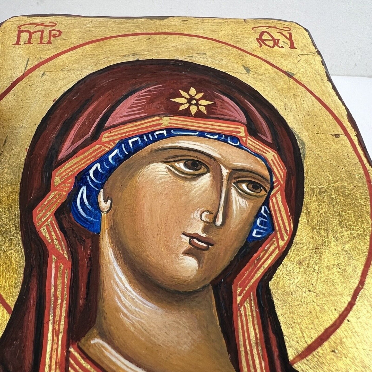 Icona antica bizantina religiosa sacra in legno Tavola Madonna dipinta a mano Categoria  Oggetti sacri - rosari