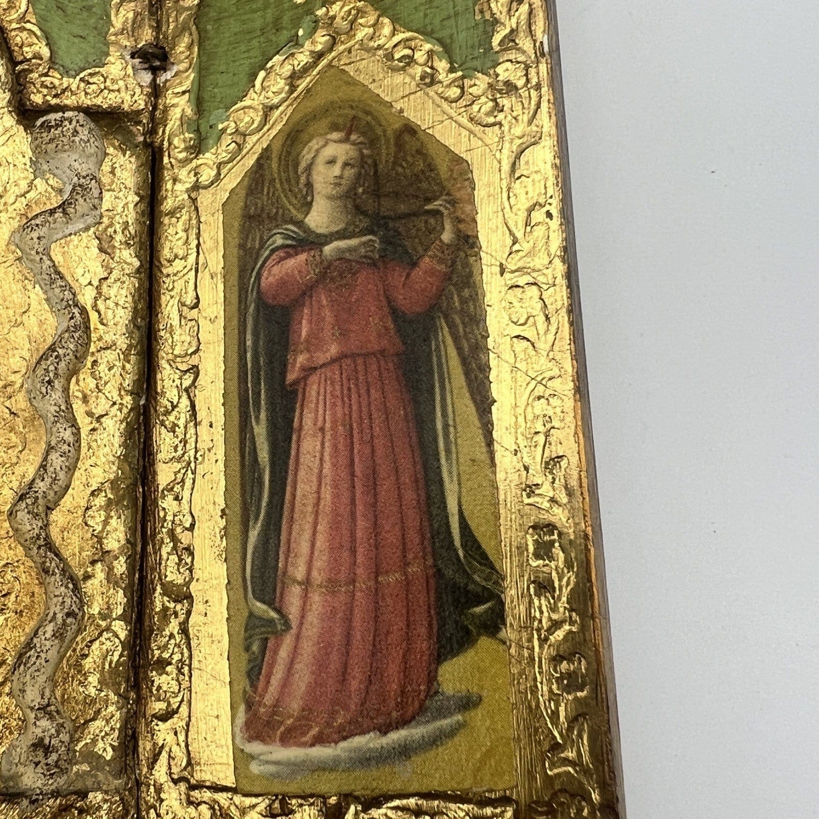 Icona antica religiosa Fiorentina Sacra in legno dorato San Francesco Trittico Categoria  Oggetti sacri - rosari