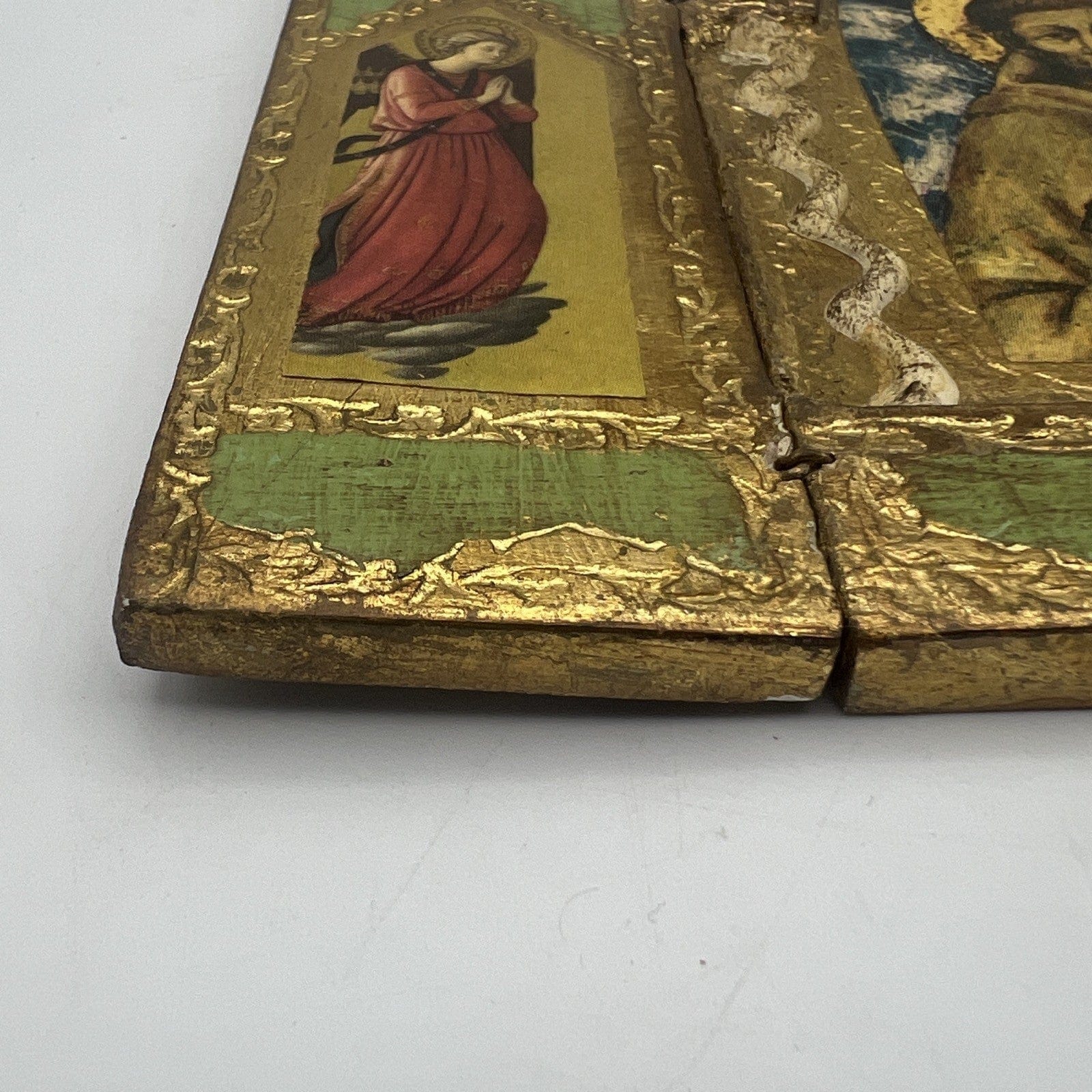 Icona antica religiosa Fiorentina Sacra in legno dorato San Francesco Trittico Categoria  Oggetti sacri - rosari