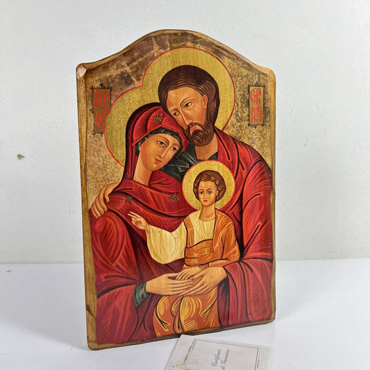 Icona antica religiosa ortodossa sacra Famiglia in legno Madonna con Bambino Categoria  Oggetti sacri - rosari