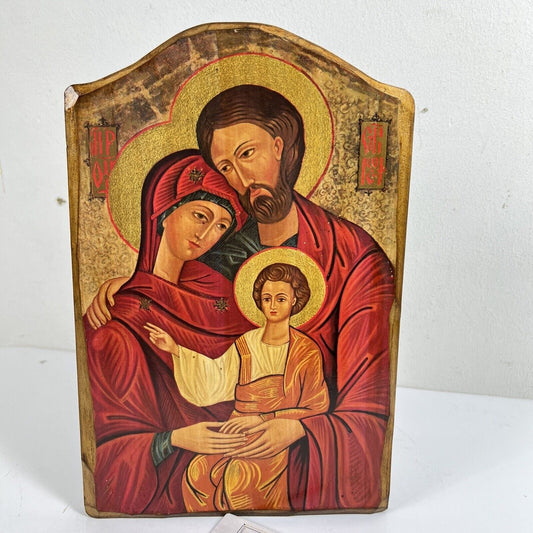 Icona antica religiosa ortodossa sacra Famiglia in legno Madonna con Bambino Categoria  Oggetti sacri - rosari