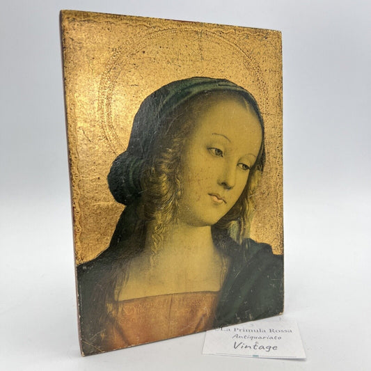 Icona antica religiosa sacra in legno dorato Madonna del Cardellino di Raffaello Categoria  Oggetti sacri - rosari