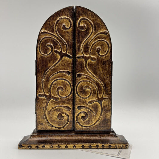 Icona antica religiosa sacra in legno dorato Madonna Fatima Trittico con Angeli Categoria  Oggetti sacri - rosari