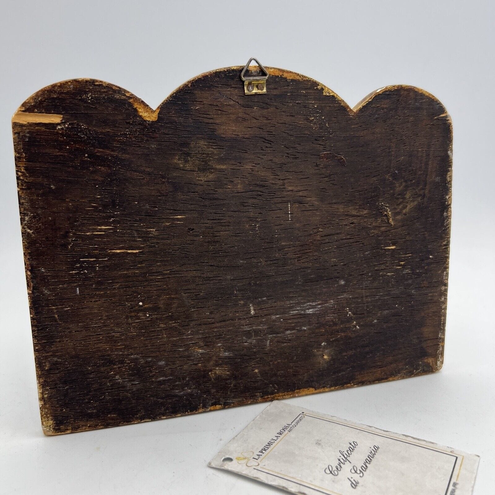 Icona antica religiosa sacra in legno dorato Madonna In Preghiera stile trittico Categoria  Oggetti sacri - rosari