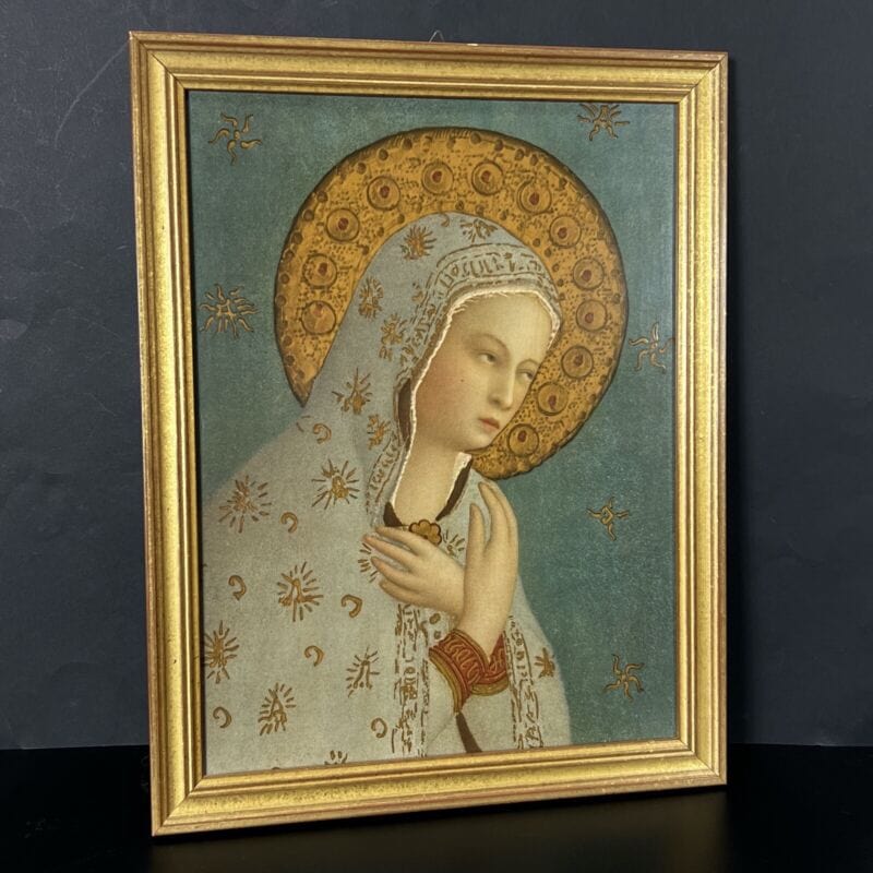 Icona antica religiosa sacra in legno dorato quadro stampa Madonna della Pace Categoria  Oggetti sacri - rosari