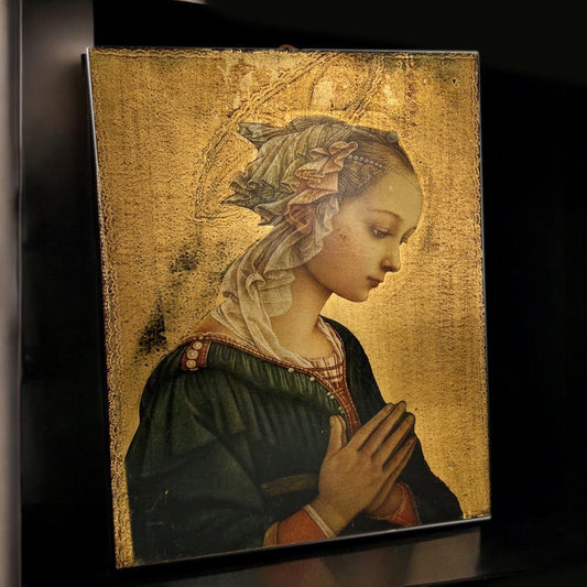 Icona antica religiosa sacra in legno su tavola dorato Madonna di Lippi Filippo Categoria  Oggetti sacri - rosari
