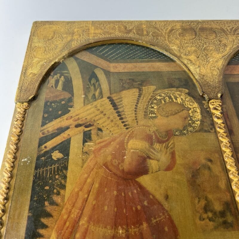 Icona bizantina antica in tavola legno e oro Fiorentina Annunciazione B.Angelico Categoria  Oggetti sacri - rosari
