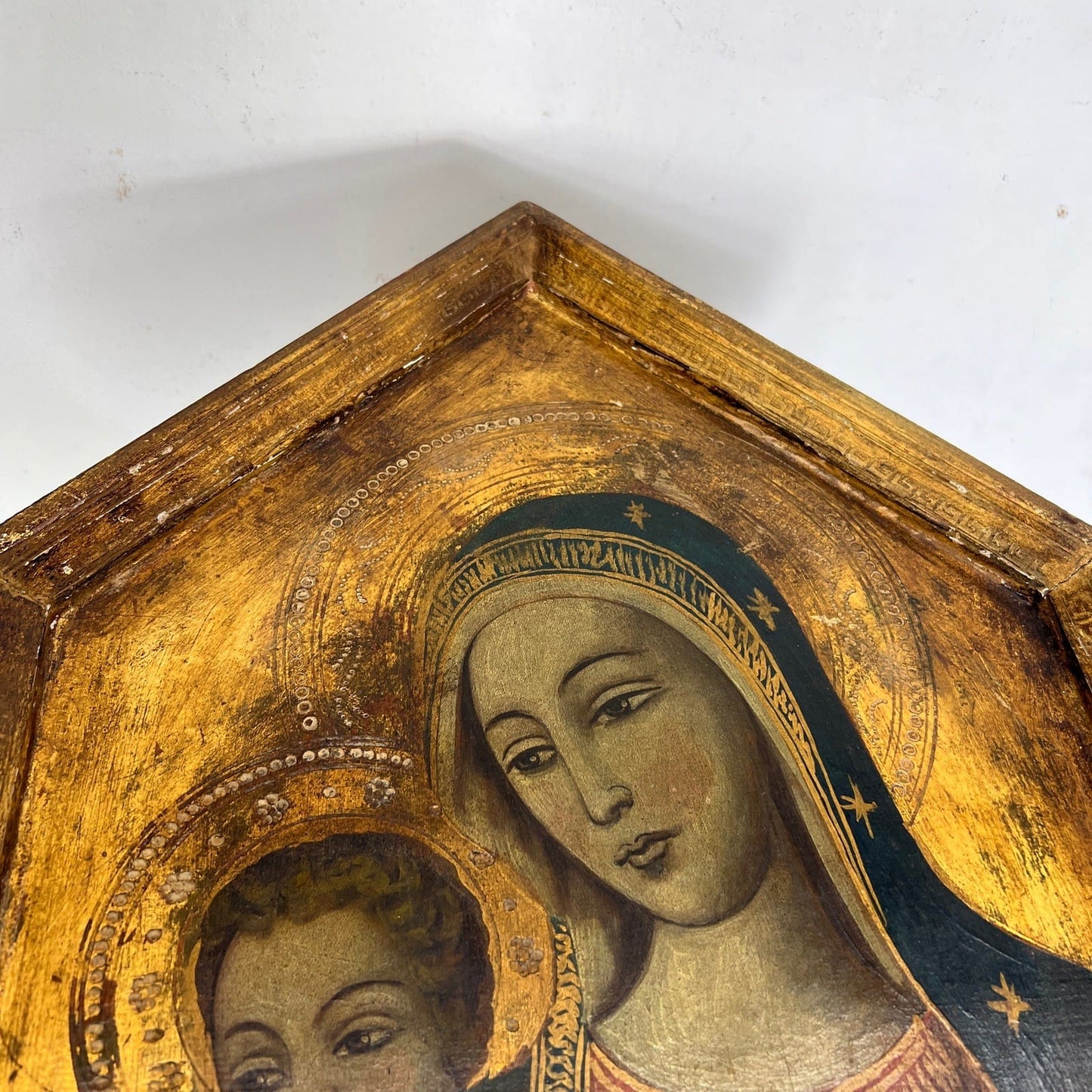 Icona Bizantina stile antica Placca religiosa sacra in legno Madonna col Bambino Categoria  Oggetti sacri - rosari